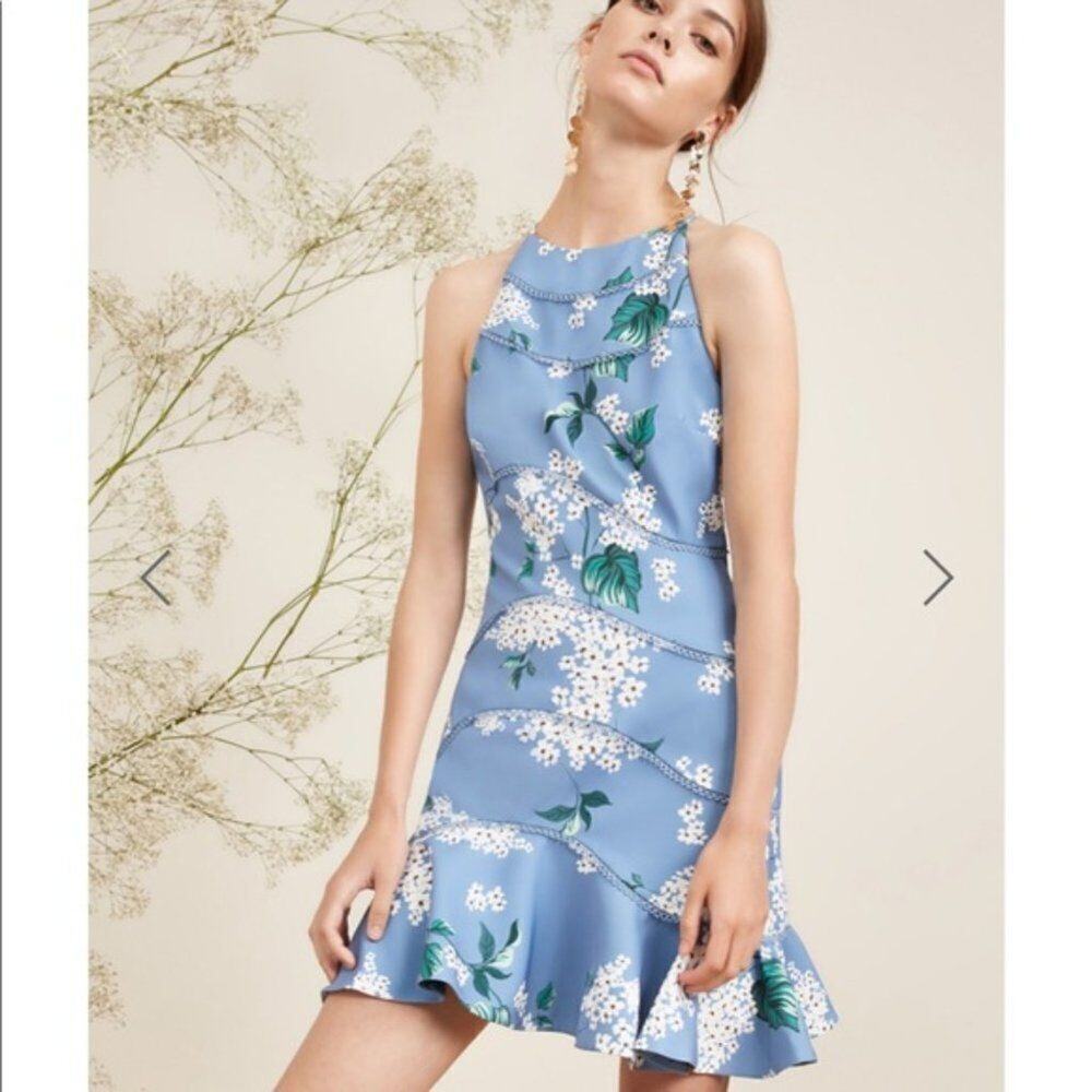 Keepsake Wild Thoughts Womens Size L Size L Blue Floral Mini Summer Dress